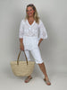 Boho Bluse mit Spitze in Weiß