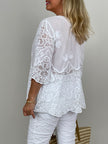 Boho Bluse mit Spitze in Weiß