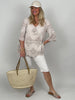 Boho Bluse mit Spitze in Beige
