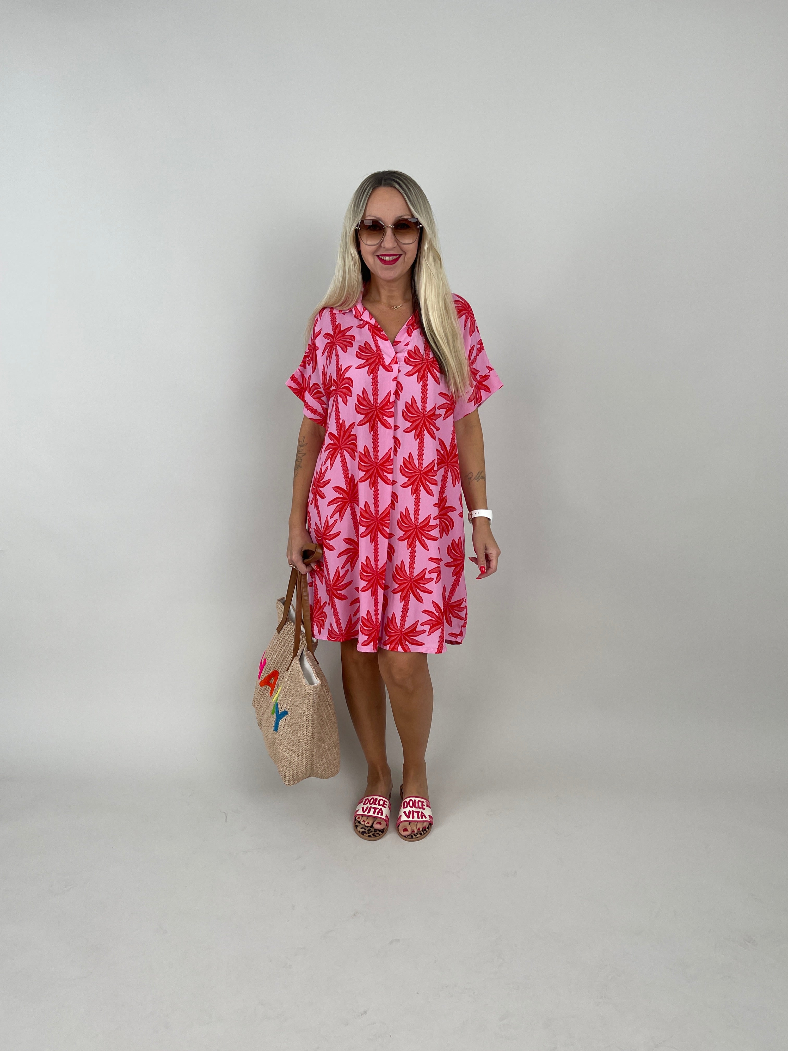Kleid Palm Beach in Rosa/Rot