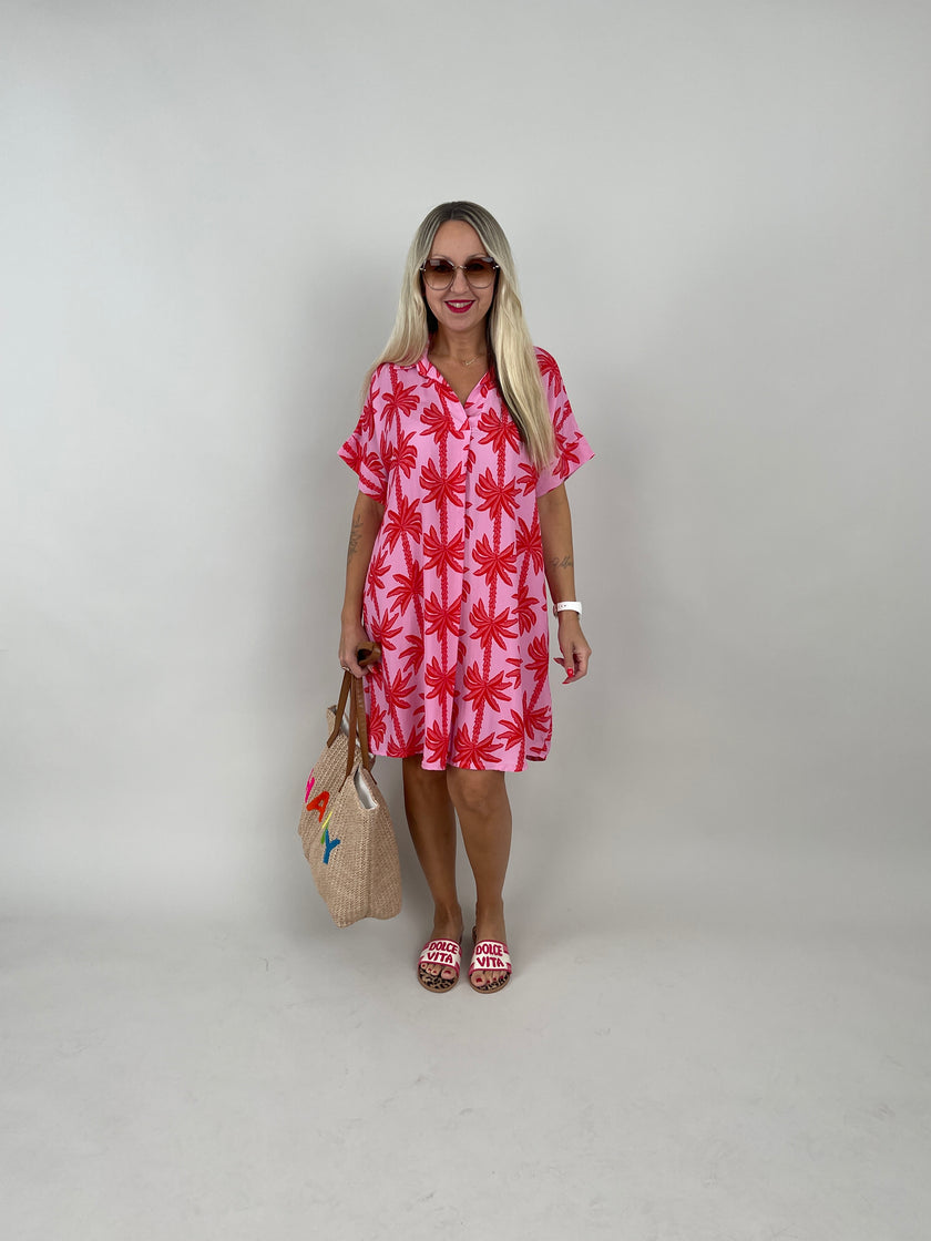 Kleid Palm Beach in Rosa/Rot