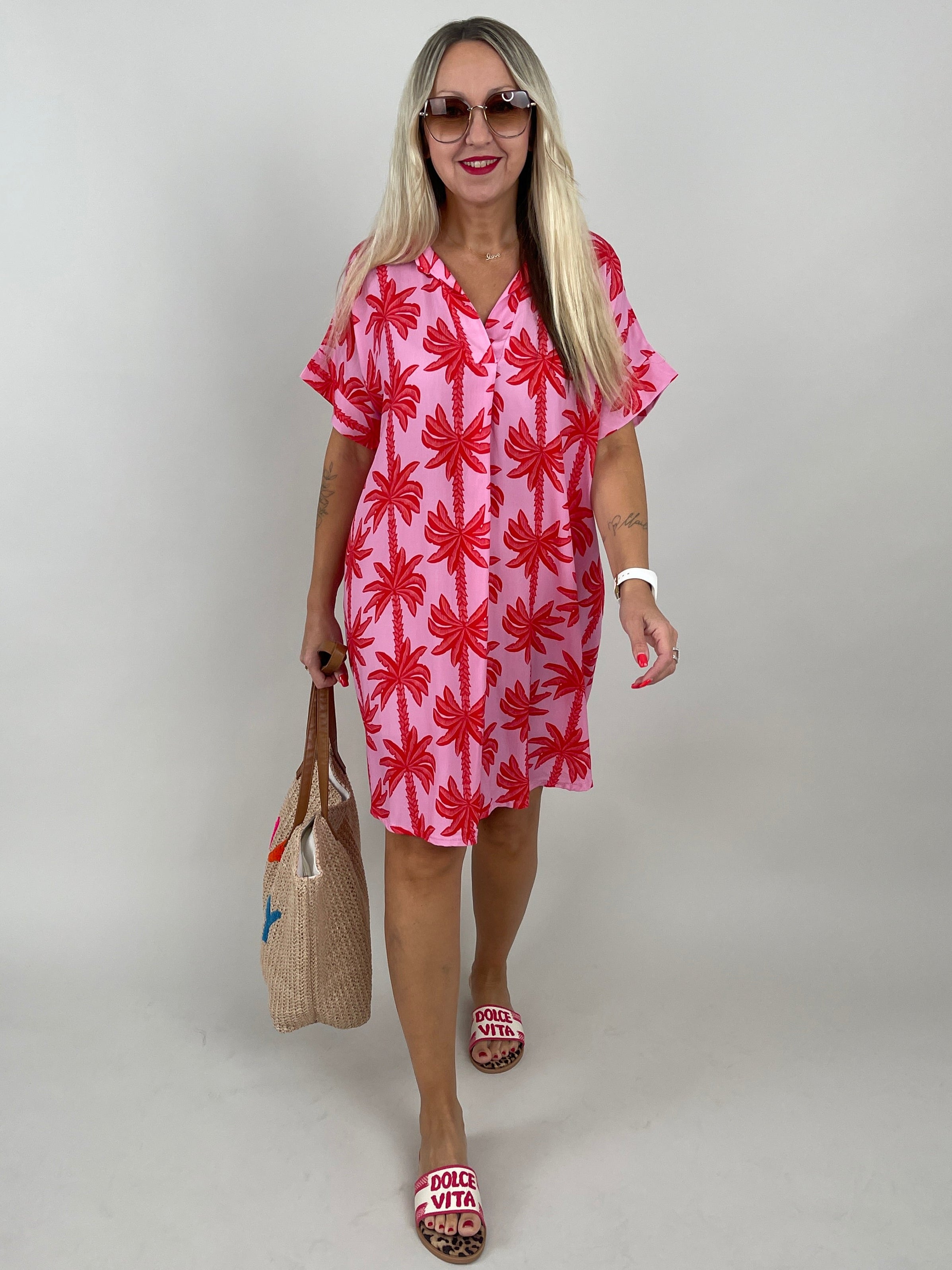Kleid Palm Beach in Rosa/Rot