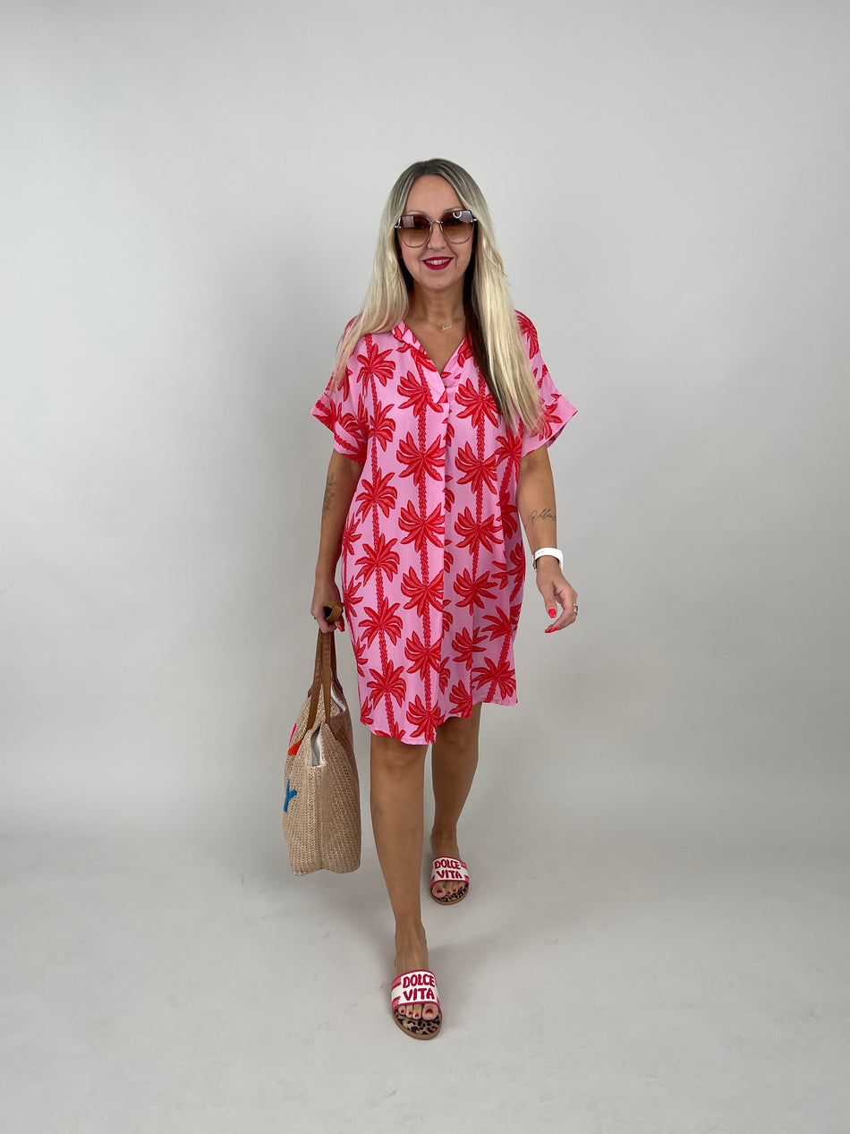 Kleid Palm Beach in Rosa/Rot