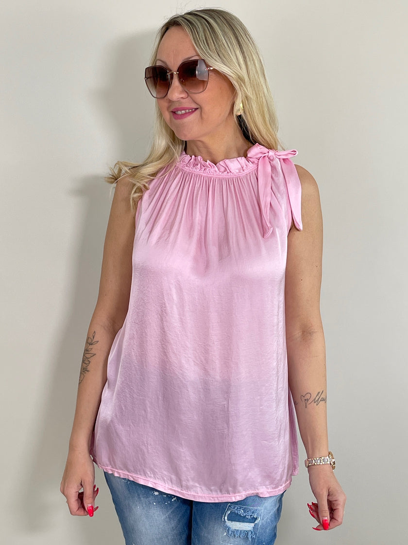 Top Satin-Optik mit Schleife in versch. Farben Artikel 5912