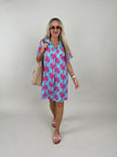 Kleid Palm Beach in Pink/Blau