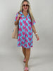 Kleid Palm Beach in Pink/Blau