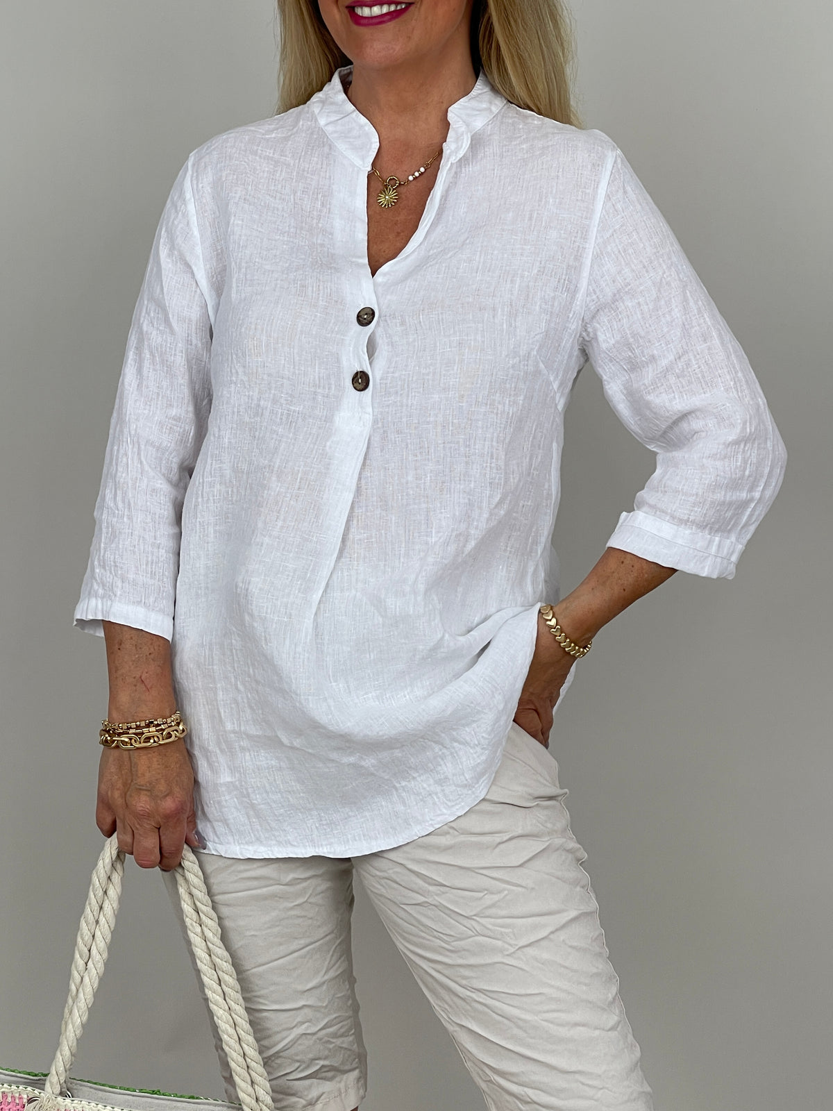 Tunika Leinen in Weiß