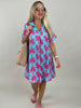 Kleid Palm Beach in Pink/Blau