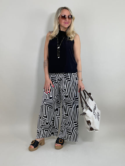 Marlene Hose gemustert in Schwarz/Offwhite Artikel 5932