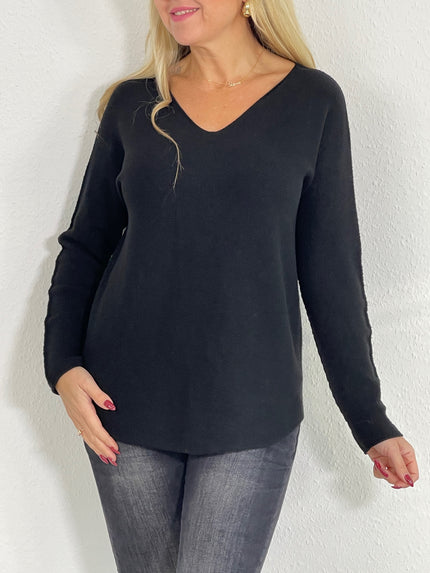 B-WARE Pullover V-Ausschnitt in Schwarz Artikel 5386