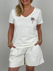 T-Shirt Palme mit Rückenprint in Creme