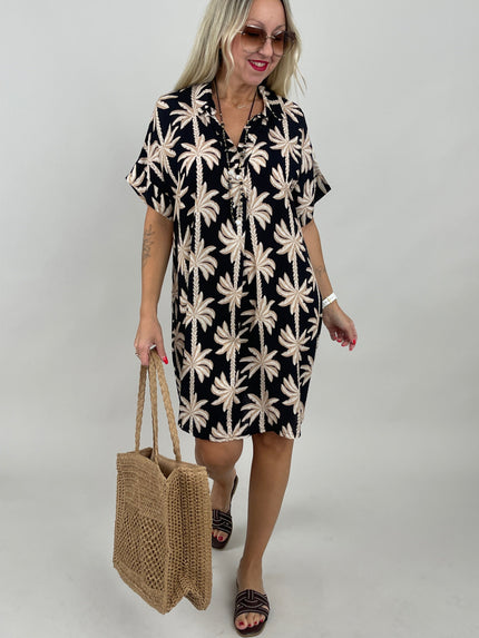 Kleid Palm Beach in Schwarz/Beige