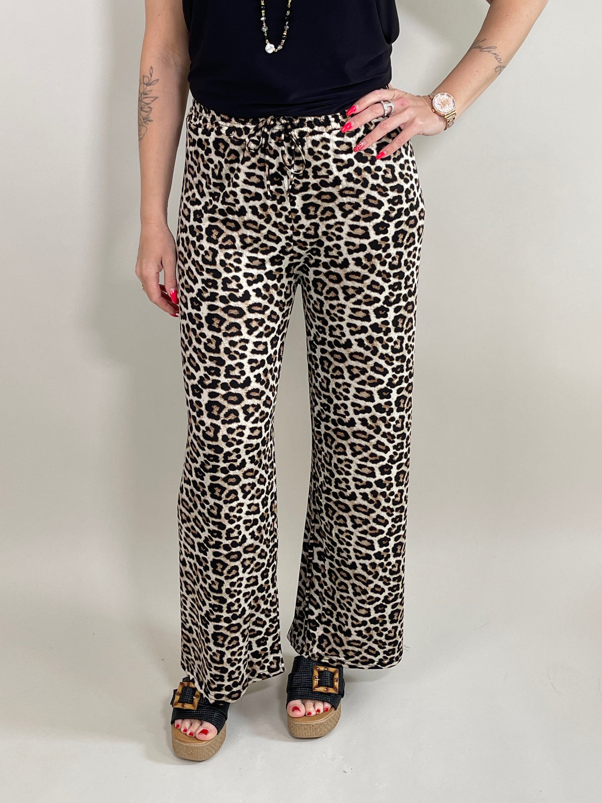 Marlene Hose Kofferstoff Leo in Beige/Schwarz