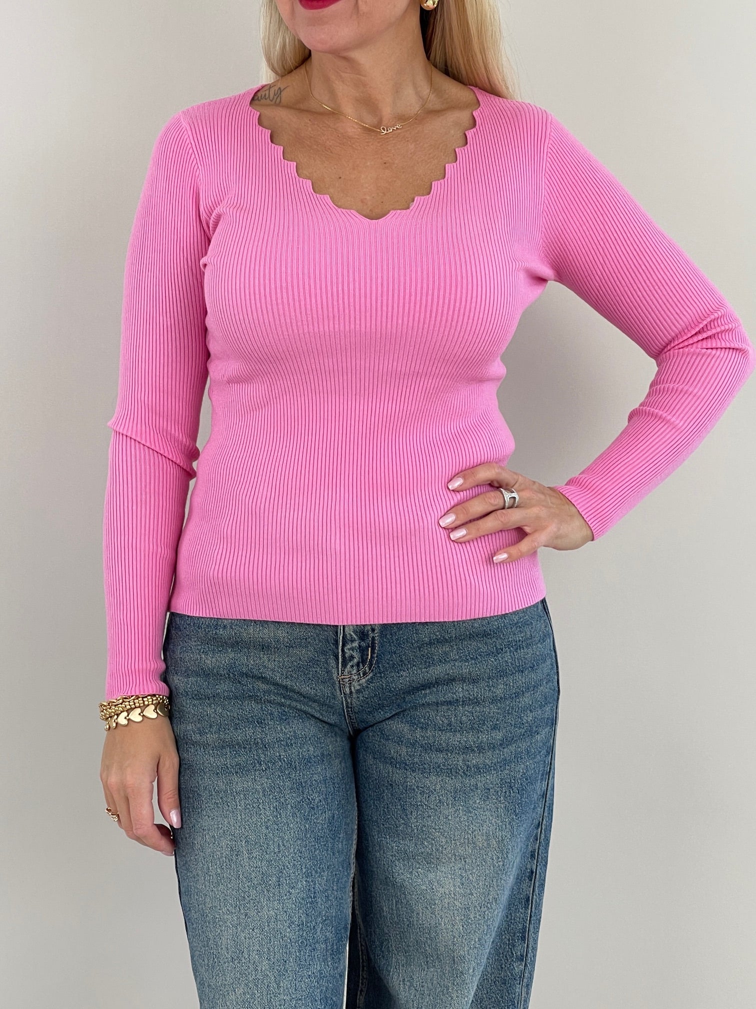 Langarmshirt Uni gerippt in versch. Farben Art. 6294