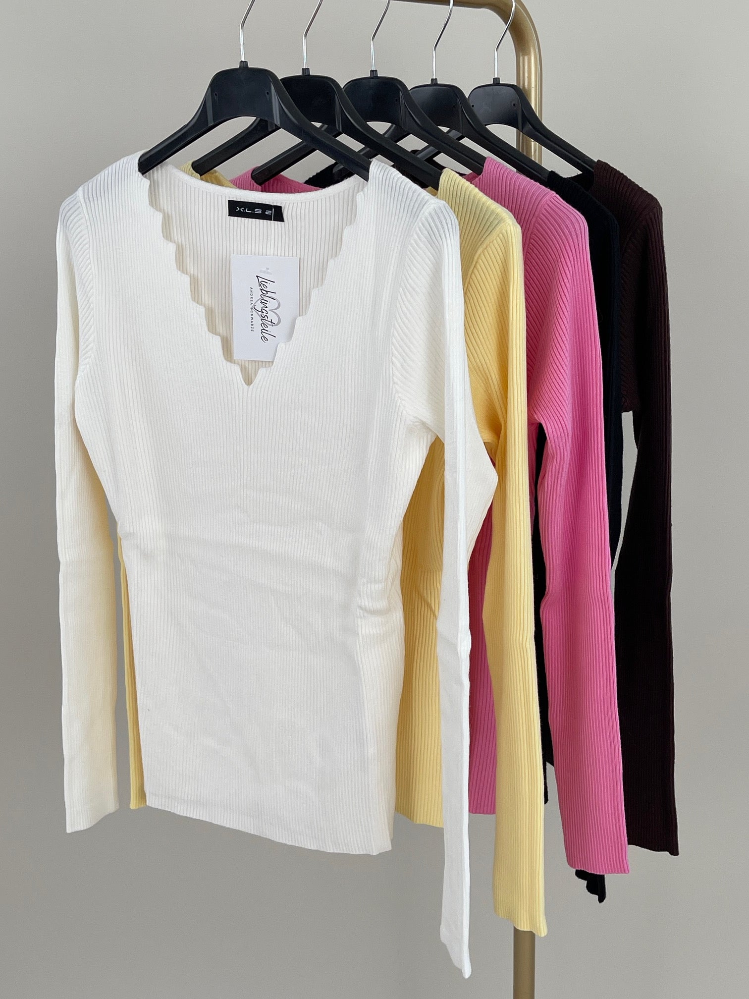 Langarmshirt Uni gerippt in versch. Farben Art. 6294