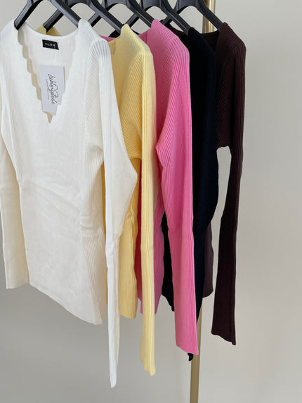 Langarmshirt Uni gerippt in versch. Farben Art. 6294