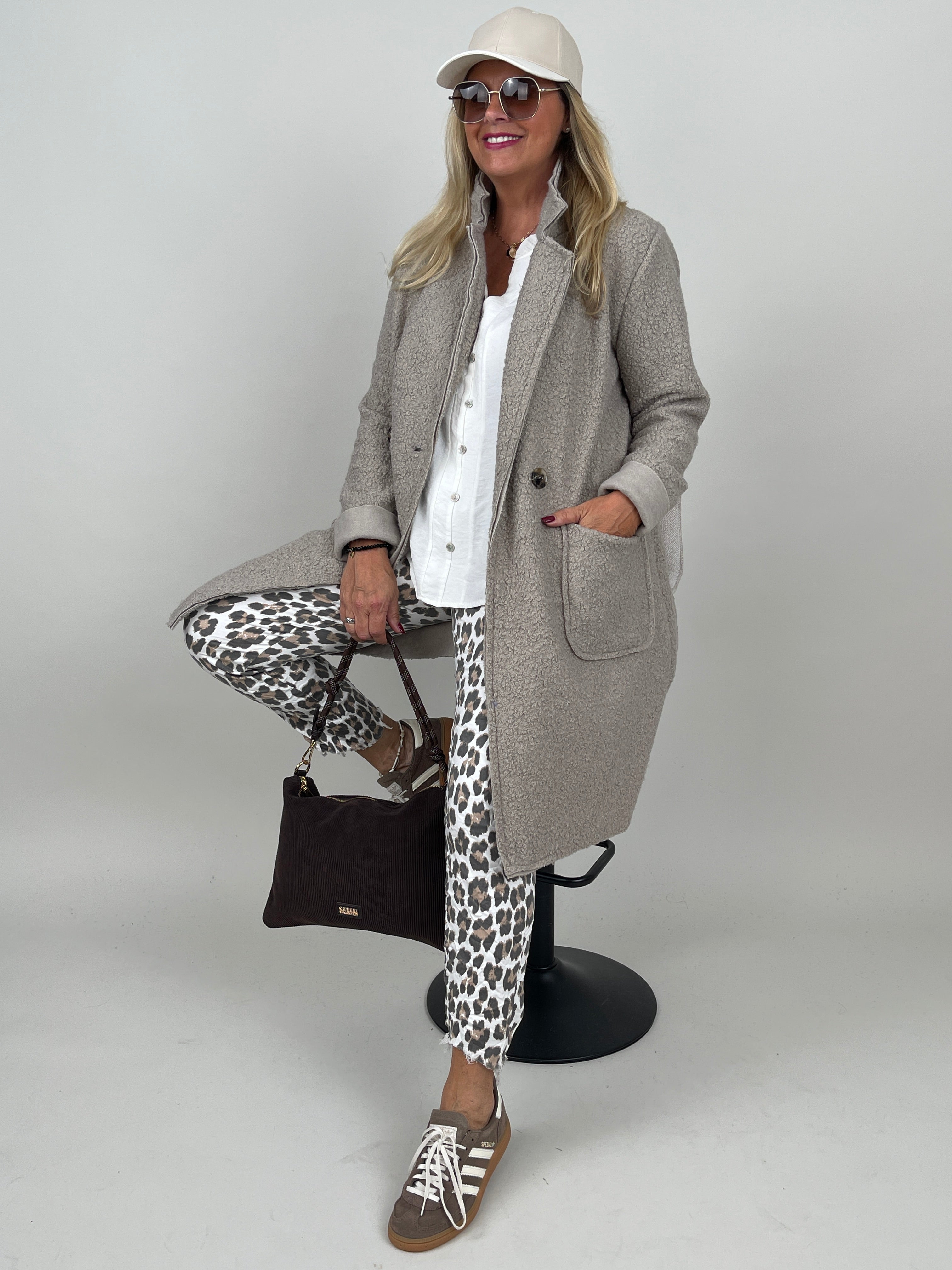 Trenchcoat Bouclé in Taupe