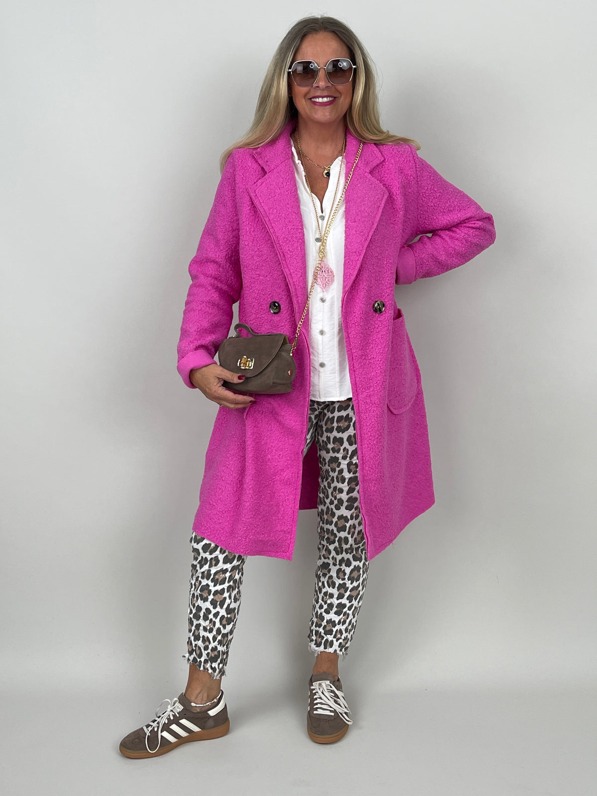 Trenchcoat Bouclé in Pink
