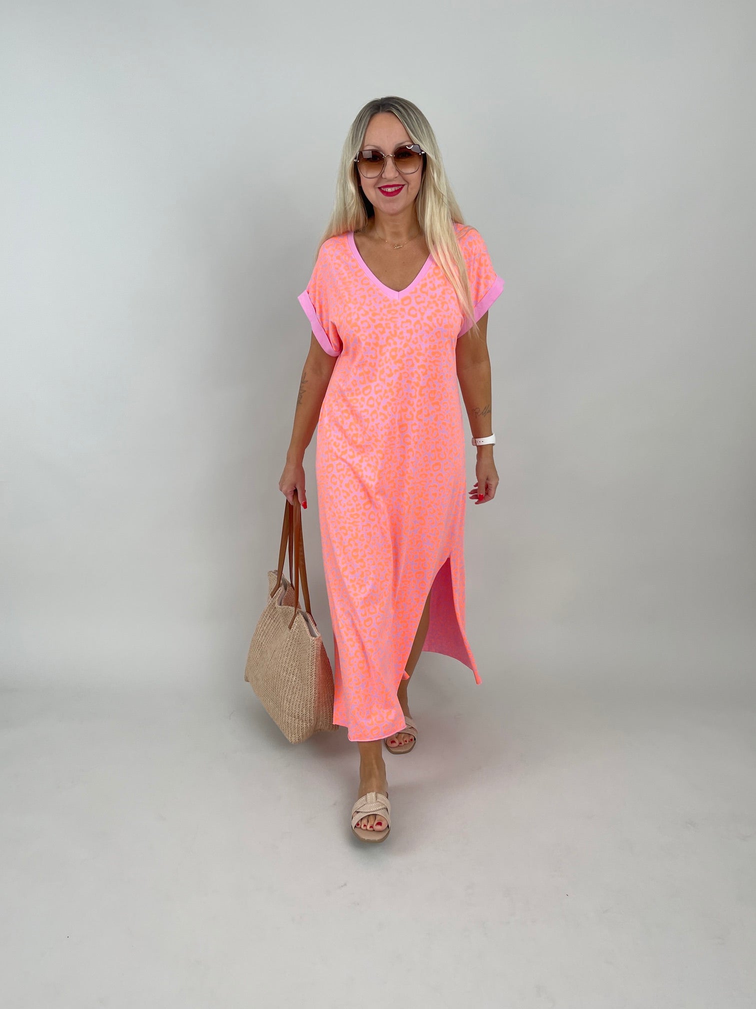 Shirtkleid Leo in Rosa/Orange