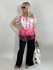 Bluse Chiffon mit Federn in Pink Artikel 5927
