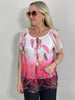 Bluse Chiffon mit Federn in Pink Artikel 5927