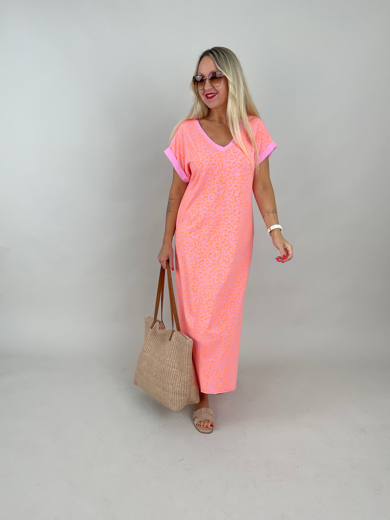 Shirtkleid Leo in Rosa/Orange