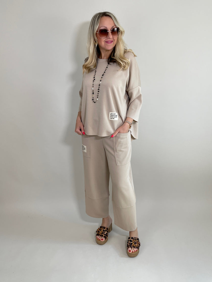 Sweatshirt 3/4 Arm in Taupe Artikel 5906