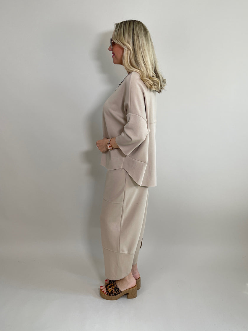 Sweatshirt 3/4 Arm in Taupe Artikel 5906