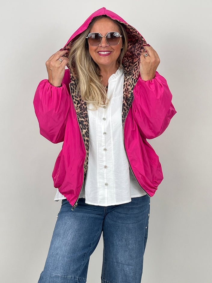 Wendejacke mit Leo-Design in Pink
