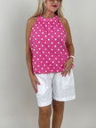Top Punkte in Pink/Weiß