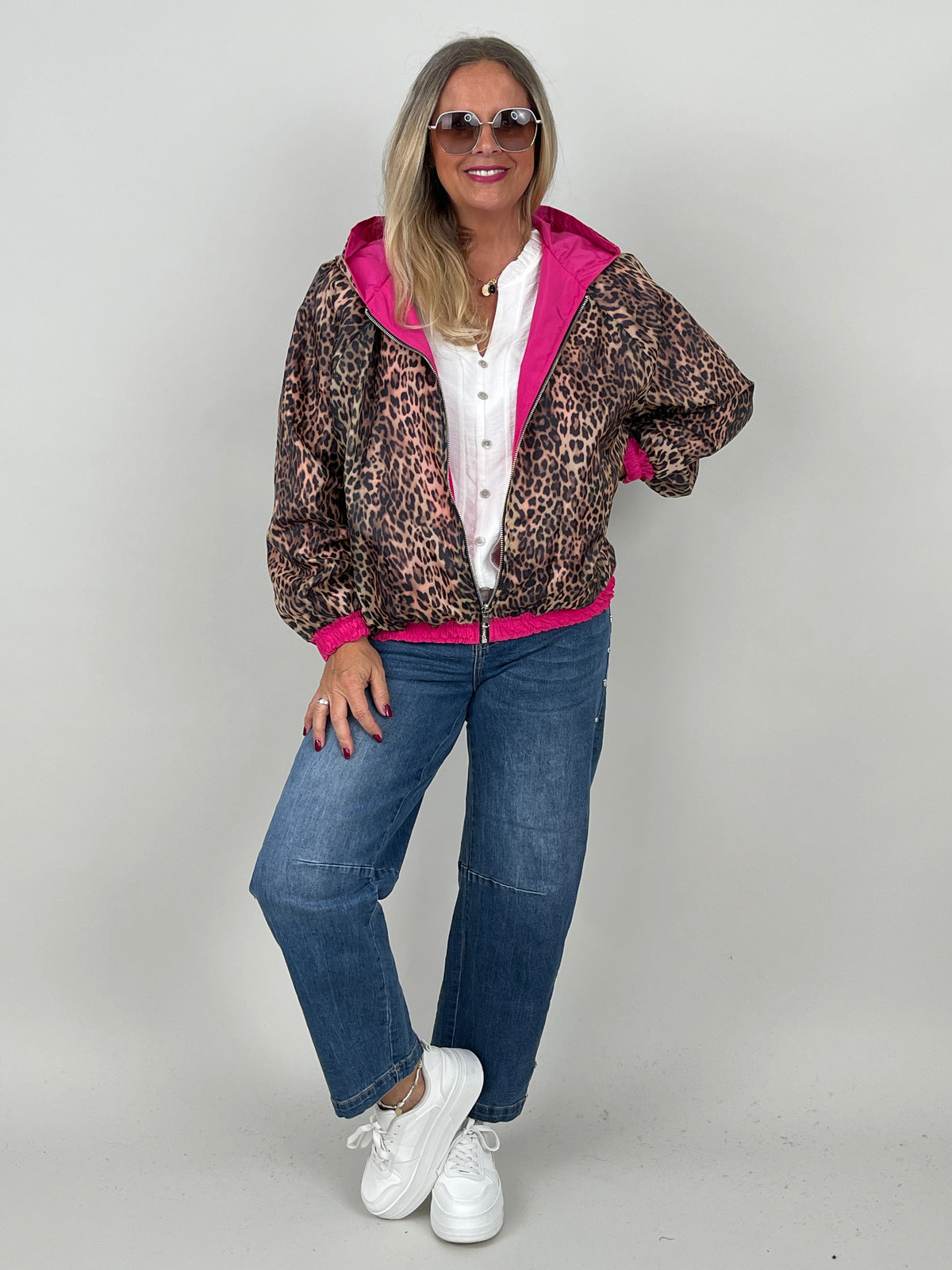 Wendejacke mit Leo-Design in Pink