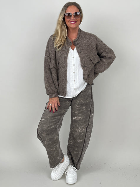 Cardigan mit Taschen in Taupe