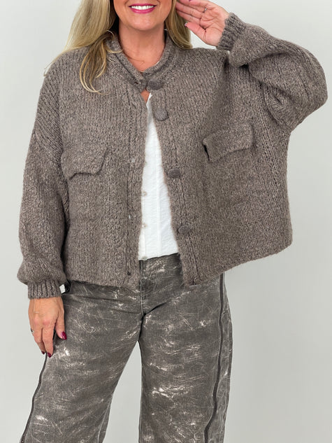 Cardigan mit Taschen in Taupe