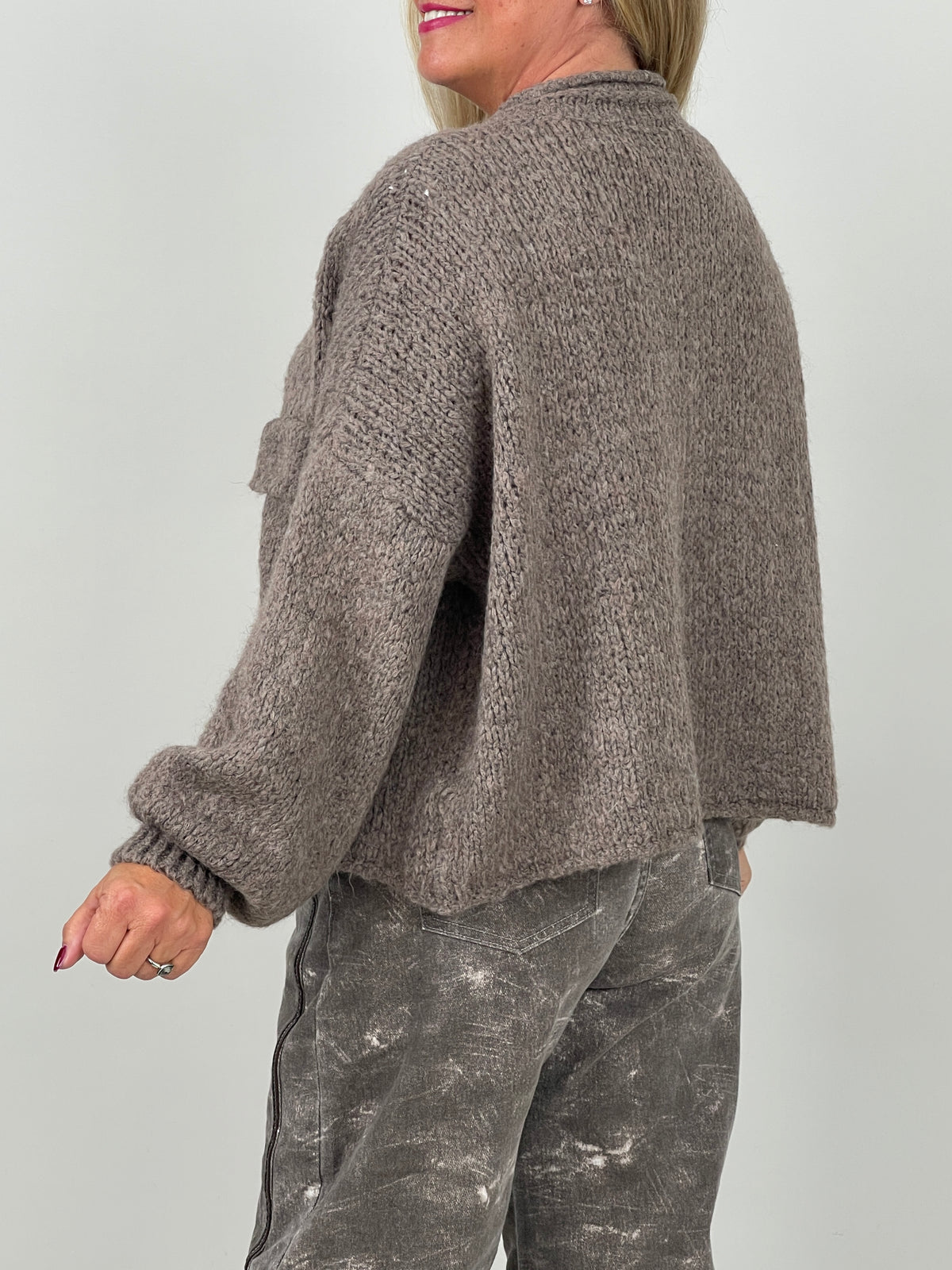 Cardigan mit Taschen in Taupe