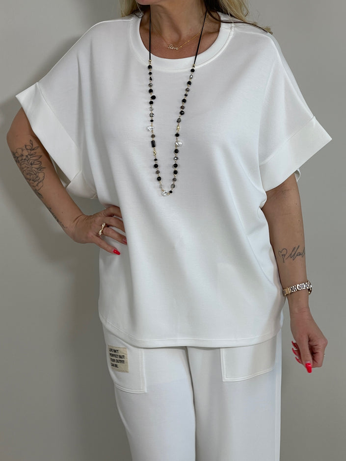 Sweatshirt Kurzarm in Offwhite Artikel 5904