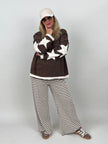 Sweatshirt Sterne-Details in Mokka