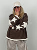 Sweatshirt Sterne-Details in Mokka