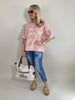Bluse Palmen in Taupe/Pink Artikel 5945