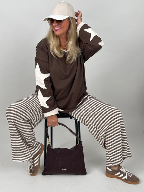 Sweatshirt Sterne-Details in Mokka