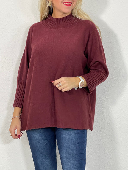 Pullover mit Stehkragen 3/4 Arm in versch. Farben Artikel 5389