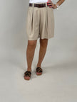 Shorts mit Gürtel Leinen in Beige