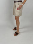 Shorts mit Gürtel Leinen in Beige