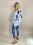 Bluse mit Streifen und Schriftzug in Blau Artikel 5913