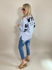 Bluse mit Streifen und Schriftzug in Blau Artikel 5913