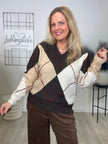Pullover Rauten Muster in Mokka/Beige/Weiß Art. 6612