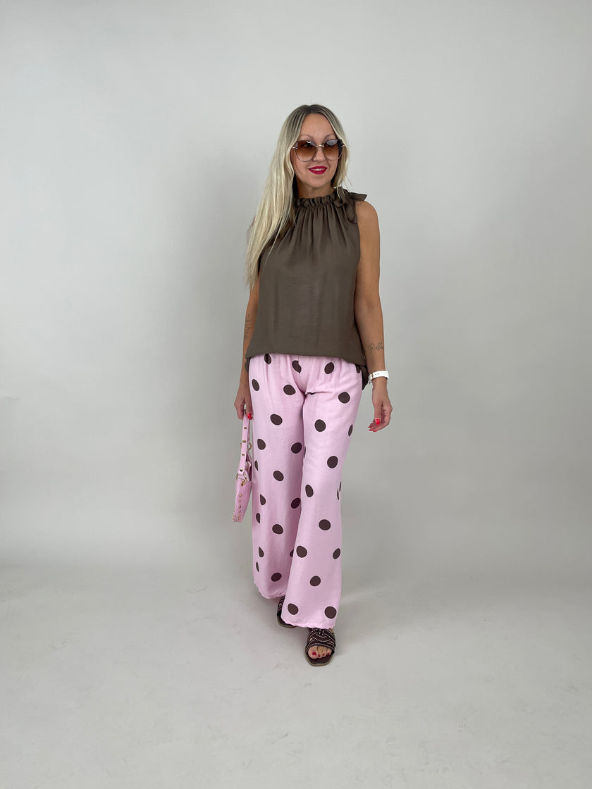 Marlene Hose Punkte in Rosa/Mokka