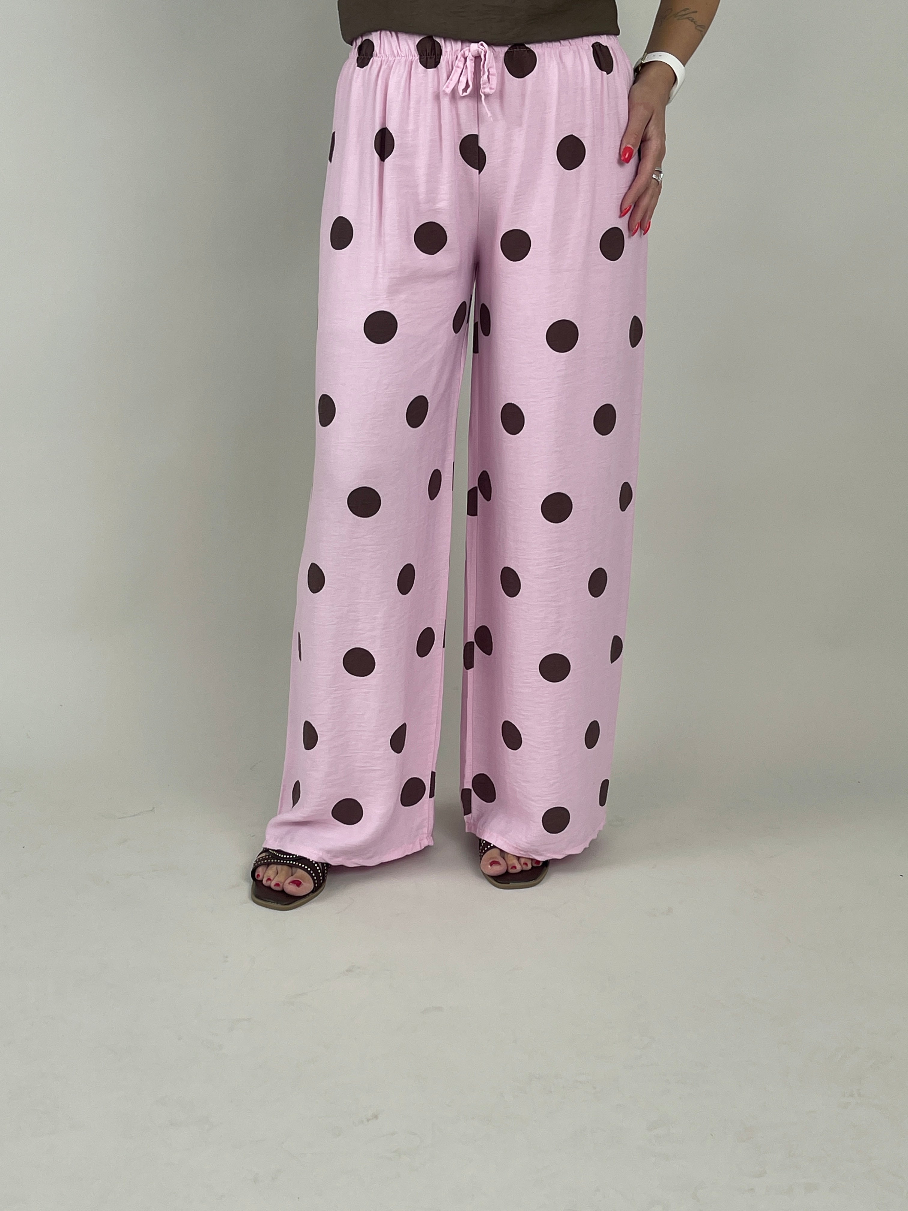 Marlene Hose Punkte in Rosa/Mokka