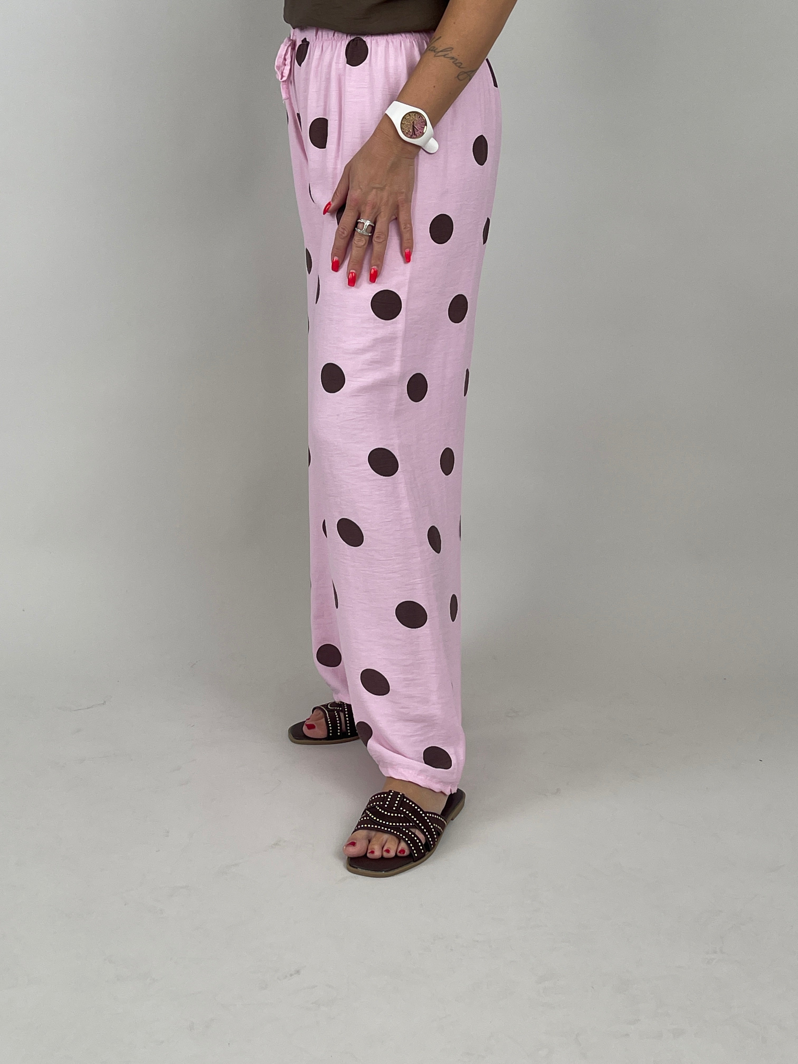 Marlene Hose Punkte in Rosa/Mokka