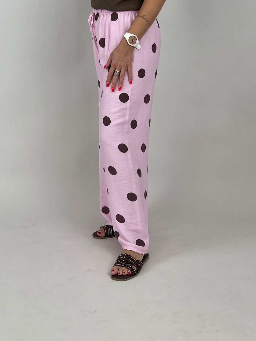 Marlene Hose Punkte in Rosa/Mokka