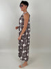 Neckholderkleid Maxi Kofferstoff Muster Mokka/Offwhite Artikel 5922